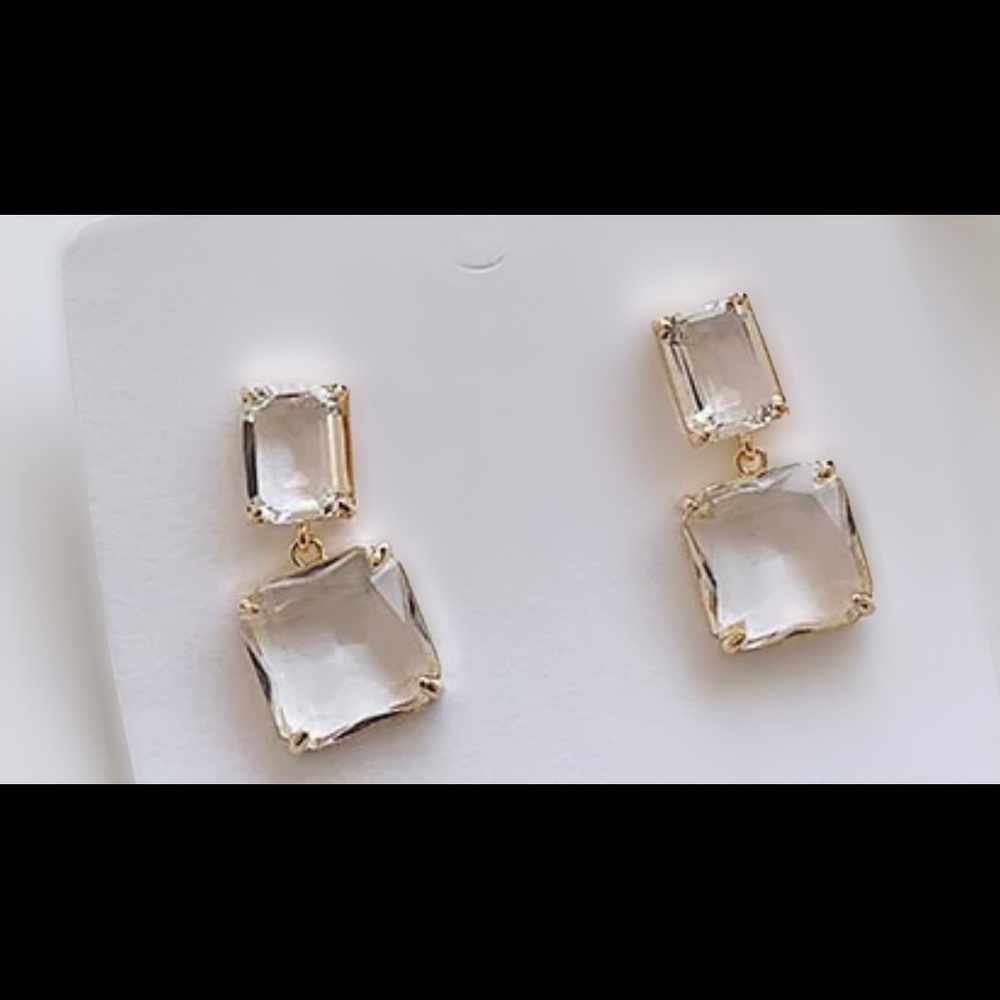 💎 Square crystal earrings - Picture 2 of 4